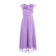thumbnail image 2 of DPOIS Junior Girls V Neck High Waist Bridesmaid Dress A-Line Floor-Length Ruffle Chiffon Party Dress, 2 of 5