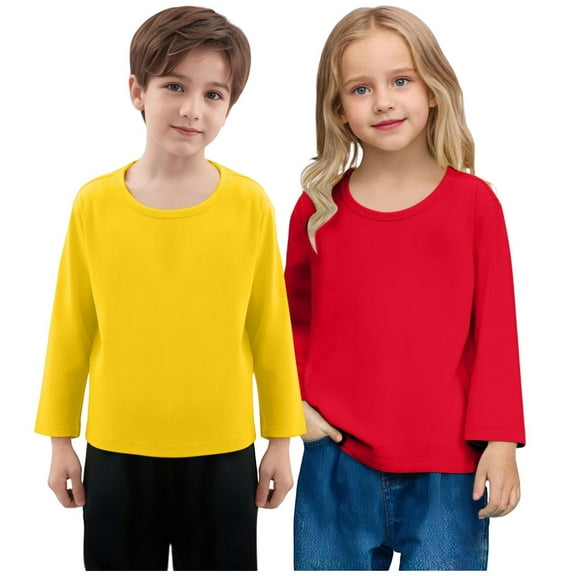 Bnwani Long Sleeve Toddler Shirts Boys Cotton Crew Neck Soft Casual Fashion Cute Solid Tops 3-4t