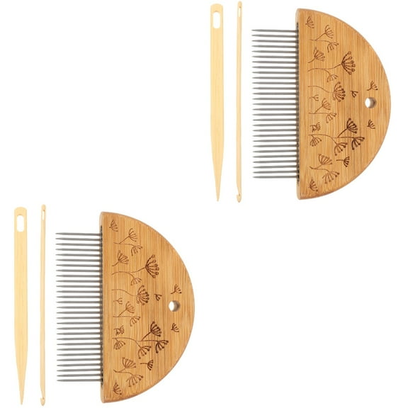 Raindrops 2 Sets  Loom Comb Set Wooden Weaving Crochet Tool Set Weaving for Diy Crafts Wood Weaving Tools