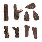 ATR ART to REAL 9 Pcs Fake Gas Fireplace Logs,Ceramic Wood Log Sets for Indoor or Outdoor Fire Pit