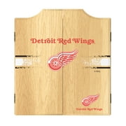 Detroit Redwings Logo Dart Board Cabinet Set with 6 Steel Tip Darts