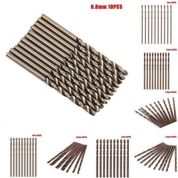 10Pcs Drill Bit Set High Speed Steel Straight Shank Hand Drill Bits 1Mm