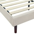 thumbnail image 4 of AENKYO Twin Upholstered Platform Bed Frame, Button Tufted Faux Linen Headboard, Wood Slat Support, Beige, 4 of 6