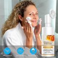 thumbnail image 3 of Turmeric Foaming Face Wash,Deep Cleansing Glow Wash Turmeric Vitamin C Facial Cleanser With Brush, Remove Excess Keratin Clean Pores, 100ML, 3 of 5