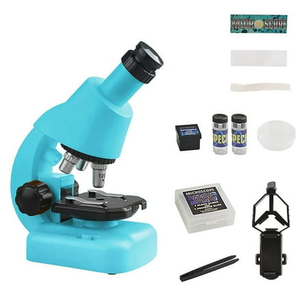 

Children s Microscope Set Toys HD 1200 DIY Biological Experiment Magnifying Glass for Children Beginners Blue