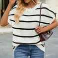 thumbnail image 5 of WCMZJ Womens Cap Sleeve Knit Sweater Top 2025 Striped Crew Neck Sweater Vest Casual Pullover Tops White XL, 5 of 9