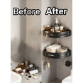 thumbnail image 2 of 3-Tier No Drilling Shower Corner Shelf, Adhesive and Screw Mount Bathroom Corner Shower Caddy Organizer, PP Material No Hooks Space-Saving Storage Shelf with 24lbs Load Capacity, Black, 2 of 8