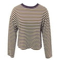 thumbnail image 4 of UJNDER Women's Long Sleeve Striped T Shirt with Color Design Loose Fit Round Neck for Comfortable Everyday Wear Beige Beige, 4 of 4