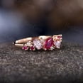 thumbnail image 3 of Ruby Cluster Stack Wedding Ring,Pink Sapphire Ring, Silver Rose Gold,Moissanite Anniversary Ring,Birthstone Gift, 3 of 5