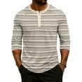 thumbnail image 2 of Hearthz Summer Men's Henley Shirts Striped Raglan 3/4 Sleeve Jersey Baseball T-Shirts Casual Workout Big and Tall Men's Athletic Shirts & Tees, 2 of 8