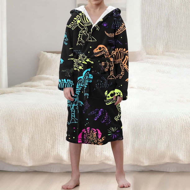Ropa de cama Ropa infantil Albornoz grueso con capucha alargado Pijamas de terciopelo para niñas Camisón de poliéster para niñas