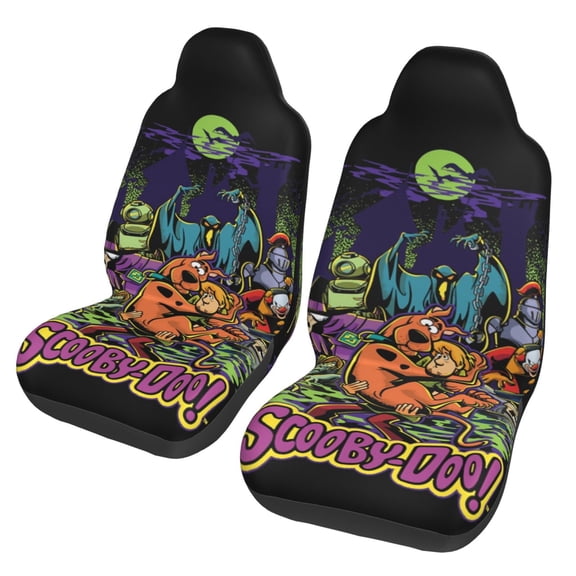 Scooby Doo Car Seat Cover Set of 2 Fashion Stretchy Front Seat Protector Universal Fit for Auto Truck SUV Van Sedan Car Interior Accessory Decoration