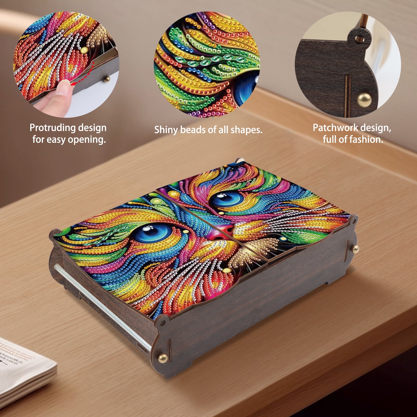 Diamond Painting Kit Storage Box, Colorful Owl DIY Multifunctional Craft Storage Box, Ideal for Home Office Holiday Gifts