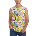 thumbnail image 2 of Lsque Tropical Pineapples Print Men's Cotton Blend Sleeveless Muscle Shirts (S-3XL)- Moisture Wicking, Odor Protection, UPF 30+,Large, 2 of 8