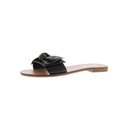 

Steve Madden Womens Knotss Leather Open Toe Slide Sandals Black 7 Medium (B M)