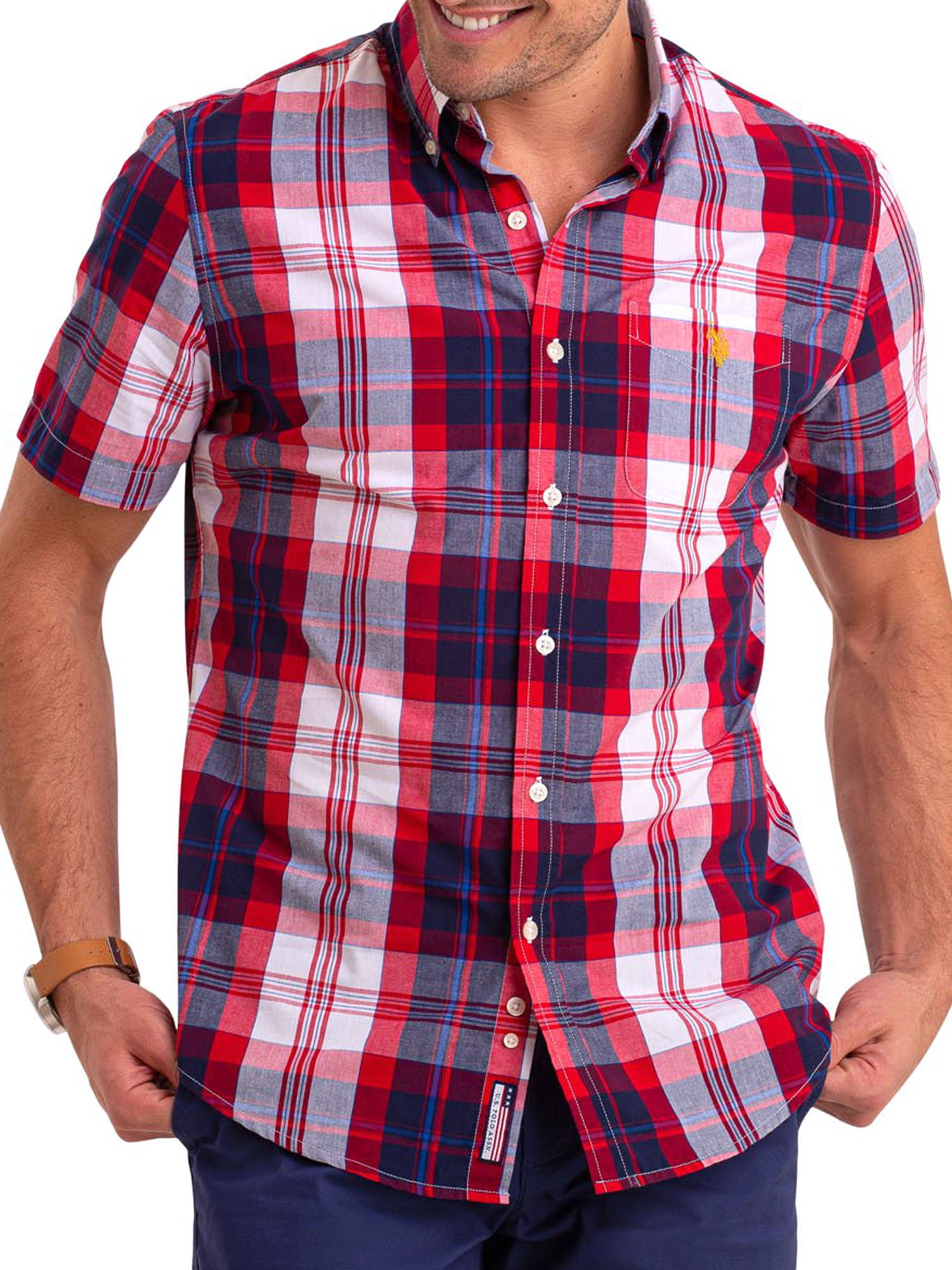 U.S. Polo Assn Men's Short Sleeve Plaid Shirt - Walmart.com