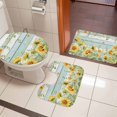 thumbnail image 5 of Summer Floral Bathroom Rugs Set Watercolor Sunflower Eucalyptus Leaves Blue Wood Grain Non Slip Absorbent Bath Mats 3 Piece Set with Bathroom Rug, U-Shaped Floor Mat, Toilet Seat Cover Small Size, 5 of 9