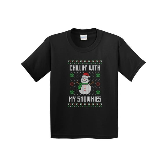 Inktastic Chillin' with My Snowmies Sweater Style Snowman Youth T-Shirt