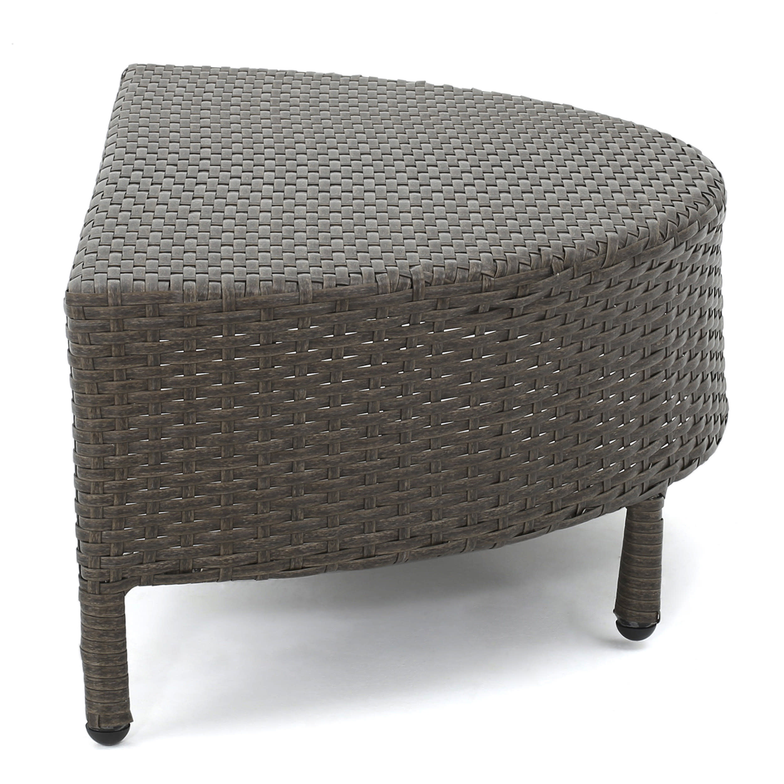 Adelina Wicker Outdoor Half-Round Coffee Table, Brown