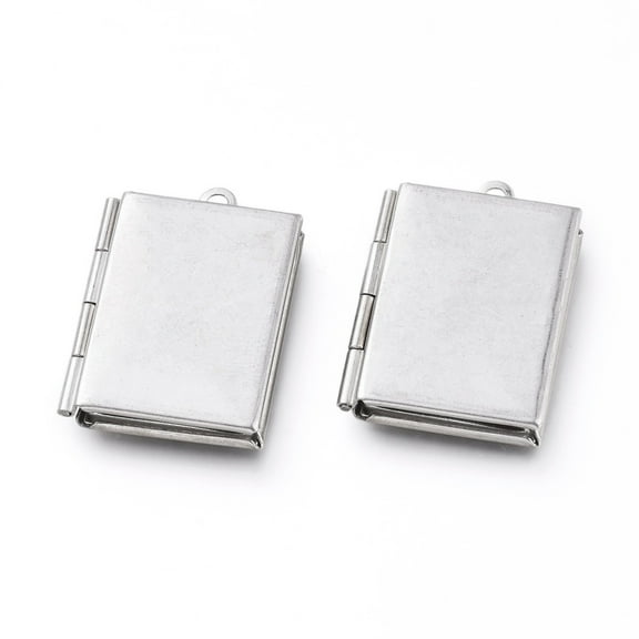 304 Stainless Steel Locket Pendants Photo Frame Charms for Necklaces Rectangle Stainless Steel color Tray: 15x9.5mm 26x19x4.5mm Hole: 2mm