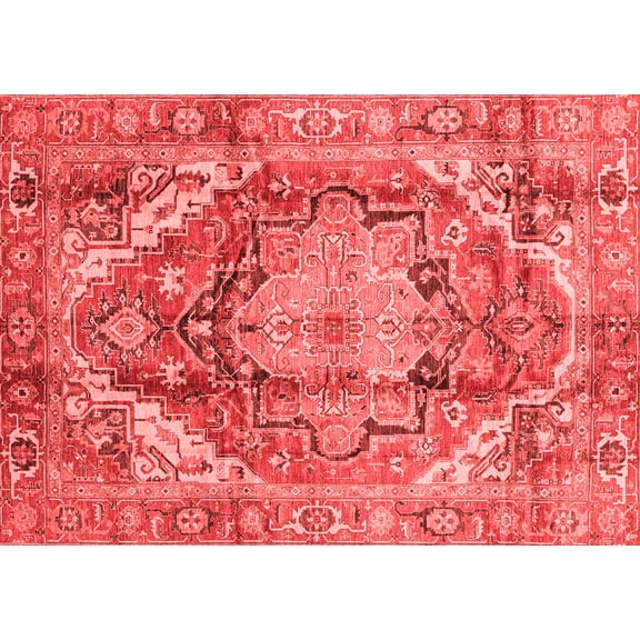 Ahgly Company Machine Washable Indoor Rectangle Persian Red Traditional Area Rugs, 5' x 7'