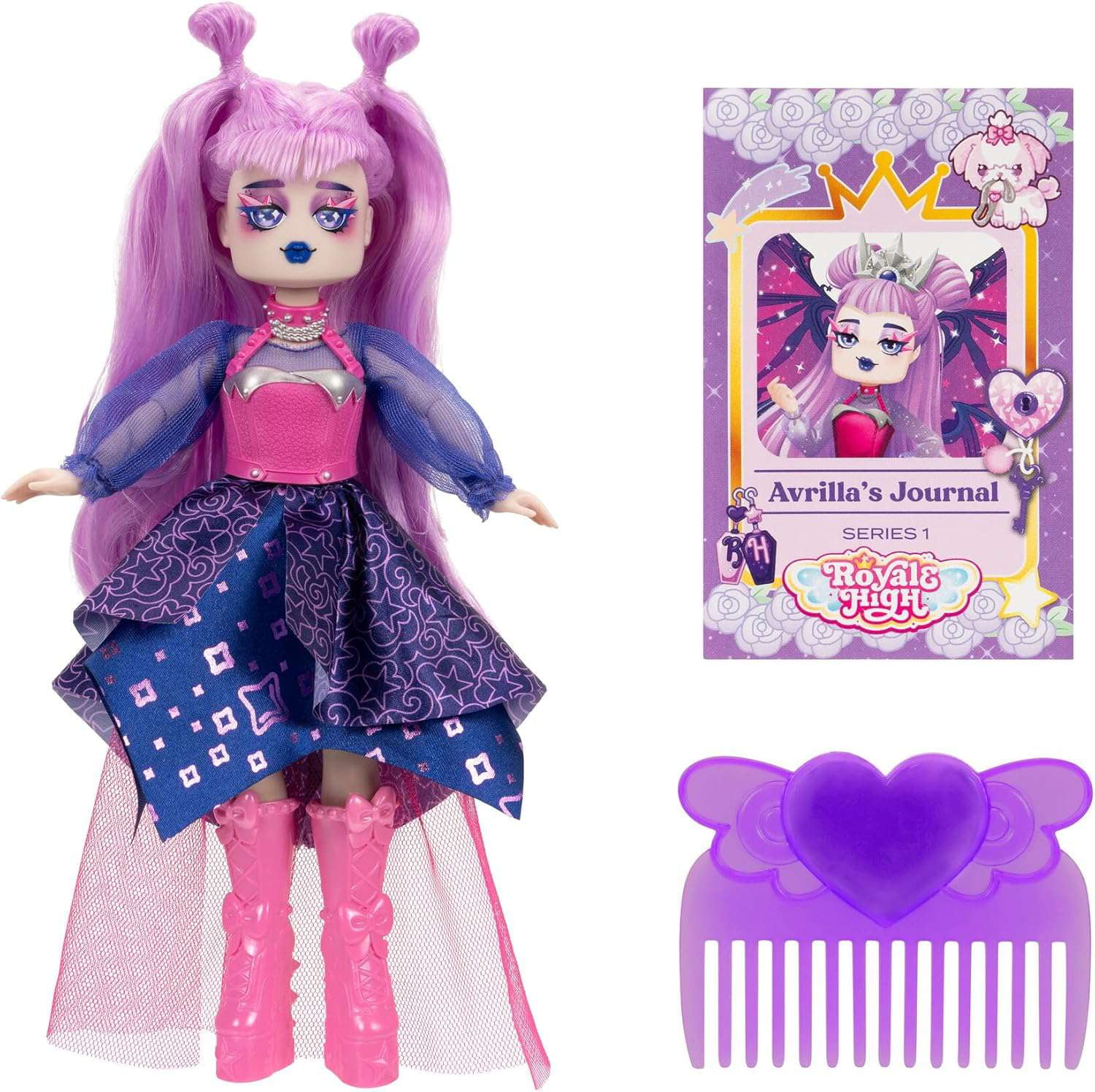Jazwares Royale High Avrilla Doll, Fairy Journal, Comb, Wings