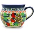 thumbnail image 3 of Polish Pottery 11 oz Bubble Mug (Red And Green Berries Theme) Hand Painted in Boleslawiec, Poland + Certificate of Authenticity, 3 of 6
