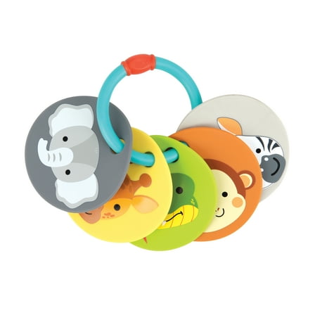 Nuby Animal Flash Cards Silicone Teether Toy Ring for Babies, Multicolor Animals