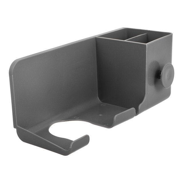 Soporte de pared para secador de pelo con estante de almacenamiento, organizador sin taladro para baño, colgador de pared para herramientas y accesorios para el cabello.