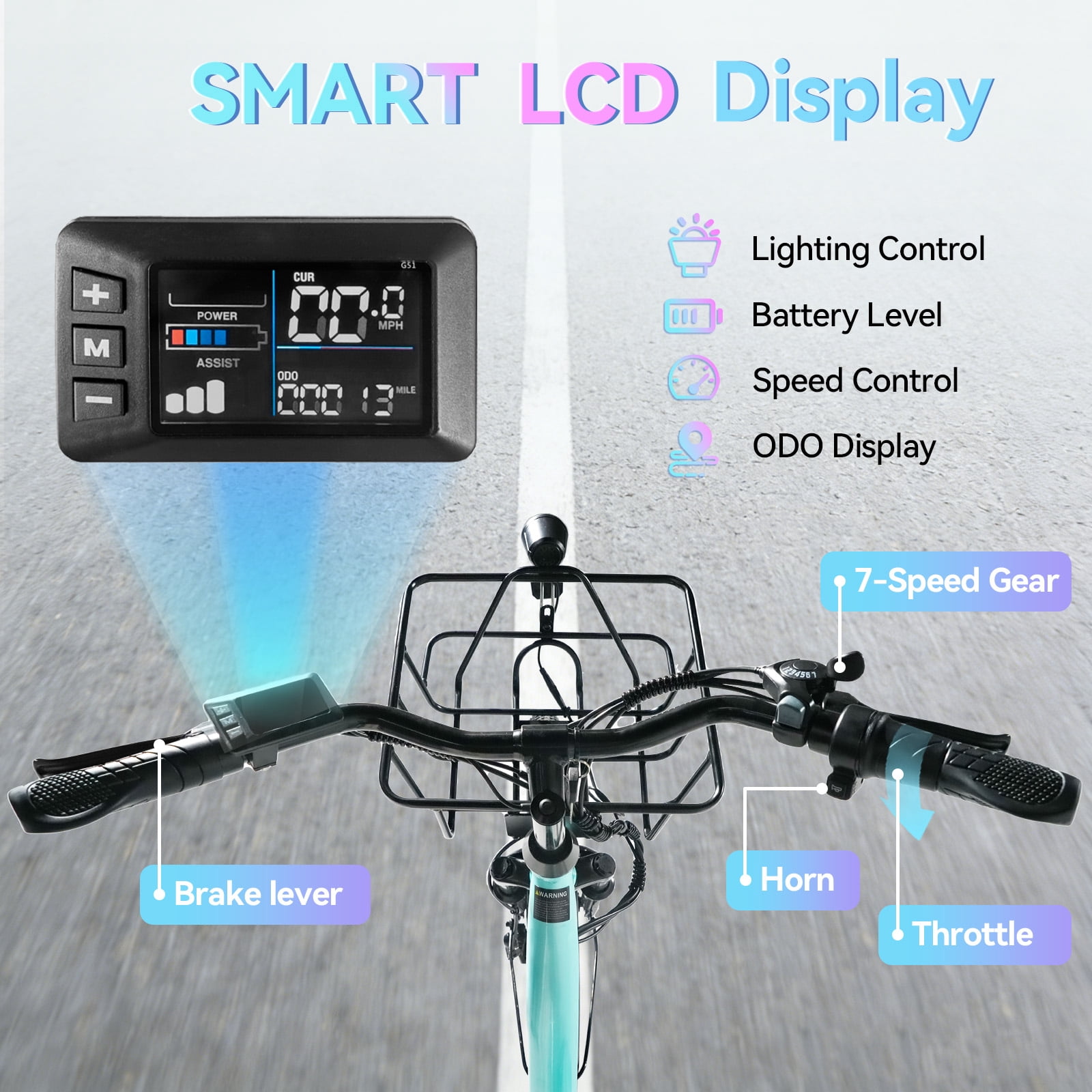 24 Inch Cruiser Electric Bike, E-Bike for Adults with 48V 13AH Removable Battery, Step Through Ebike for Women Men,City Electric Bicycle,for City Commute