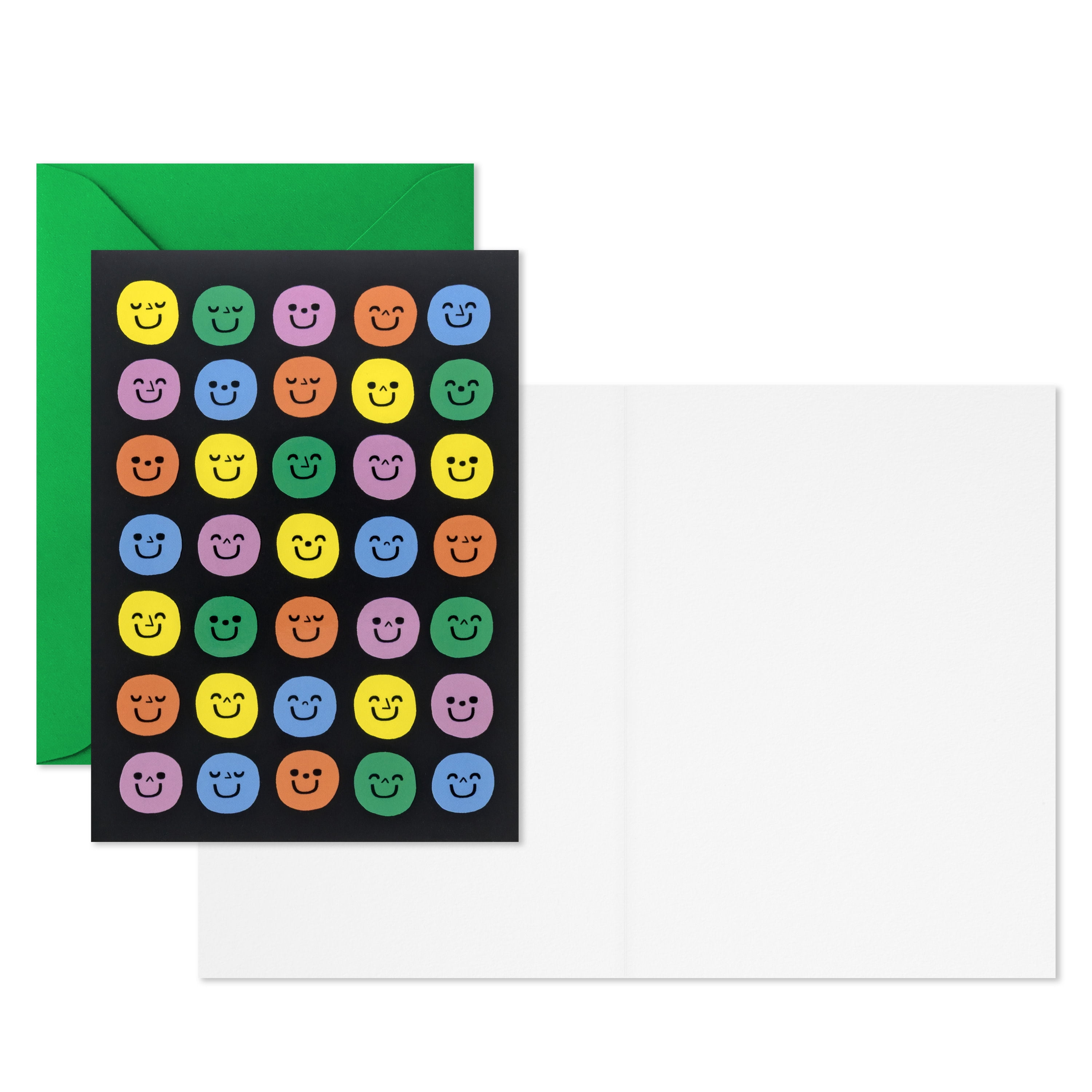 Hallmark Blank Notes (Smiley Faces on Black), Pack of 10