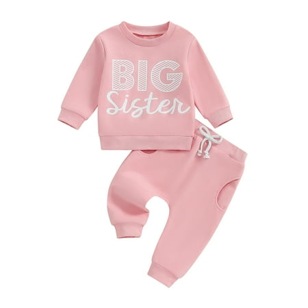 

Binshrliy Baby Girls Fall Tracksuit Outfits Set Clothes 12M18M 24M 3T 4T 5T Kids Girl Long Sleeve Letter Print Sweatshirt Tops Sweatpants 2Pcs Casual Autumn Clothing for Toddler