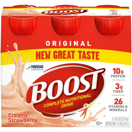 Boost Original Complete Nutritional Drink, Creamy Strawberry, 8 fl oz Bottle, 6 (Best Nutritional Vegetables To Eat)