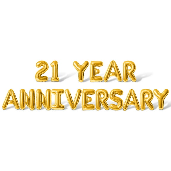 Letter Balloons - 21 YEAR ANNIVERSARY 16" Inch Alphabet Letters Foil Mylar Balloon 21st Anniversary Party Banner (Gold)