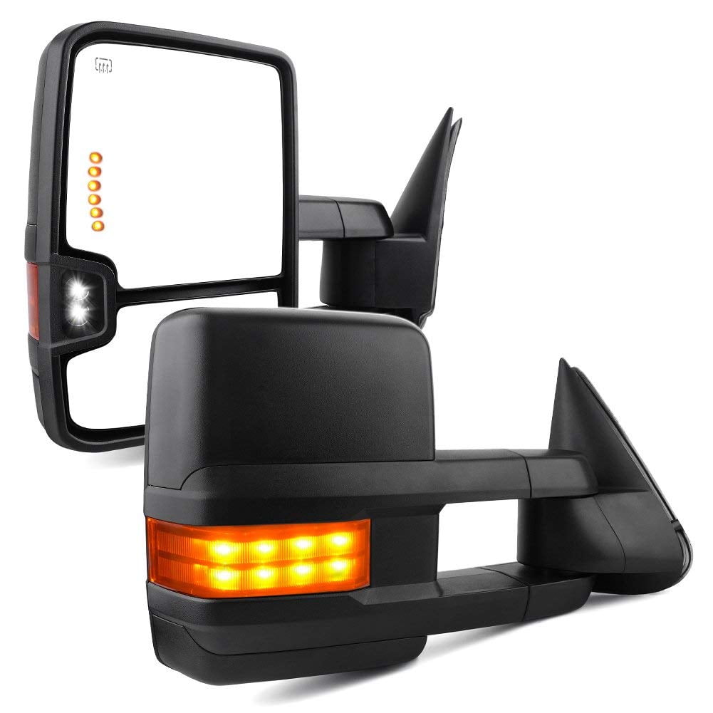 HF Autoparts Towing Mirror Fit for 1999-2002 Chevy Silverado GMC Sierra 1500/2500 Pair Power Heated with Turn Signal Light