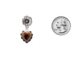 thumbnail image 3 of Delight Jewelry Silver-tone Brown Ruffle Heart - Two-tone Daisy Flower Post Earrings, 3 of 4