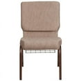 thumbnail image 5 of (10 PACK) 18.5'' Wide Beige Fabric Church Chair with Book Rack and Copper Vein Frame - Multipurpose Stackable Office Side Chair, 5 of 7