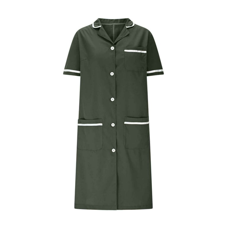 asdoklhq Holiday Party Dresses for Women Short Sleeve Women's Solid Color with Pockets Button Splicing Lapel Caregiver Dress Nurse Dress Work Midi Dress Army Green 2X - Walmart.com asdoklhq Holiday Party Dresses for Women Short Sleeve Women's Solid Color with Pockets Button Splicing Lapel Caregiver Dress Nurse Dress Work Midi Dress Army Green 2X - Walmart.com