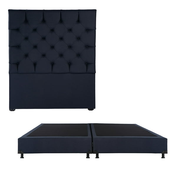 Box Base Cama King Size + Cabecera Capri Azul