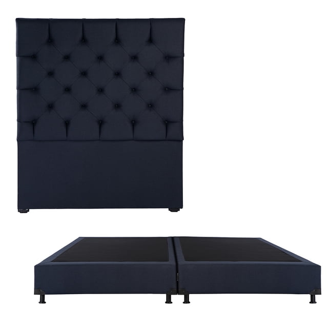 Box Base Cama King Size + Cabecera Capri Azul