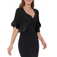 thumbnail image 4 of Meichang Women Bolero Shrug Soft Chiffon Open Front Sheer Short Sleeve Cropped Cardigans Solid Loose Fit Casual Summer Cardigans for Women Lightweight Black XXL, 4 of 6