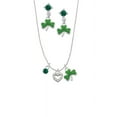 thumbnail image 2 of Delight Jewelry Silvertone Mini Clear Crystal Heart Green Shamrock Necklace and Clover Earrings Jewelry Set, 2 of 5