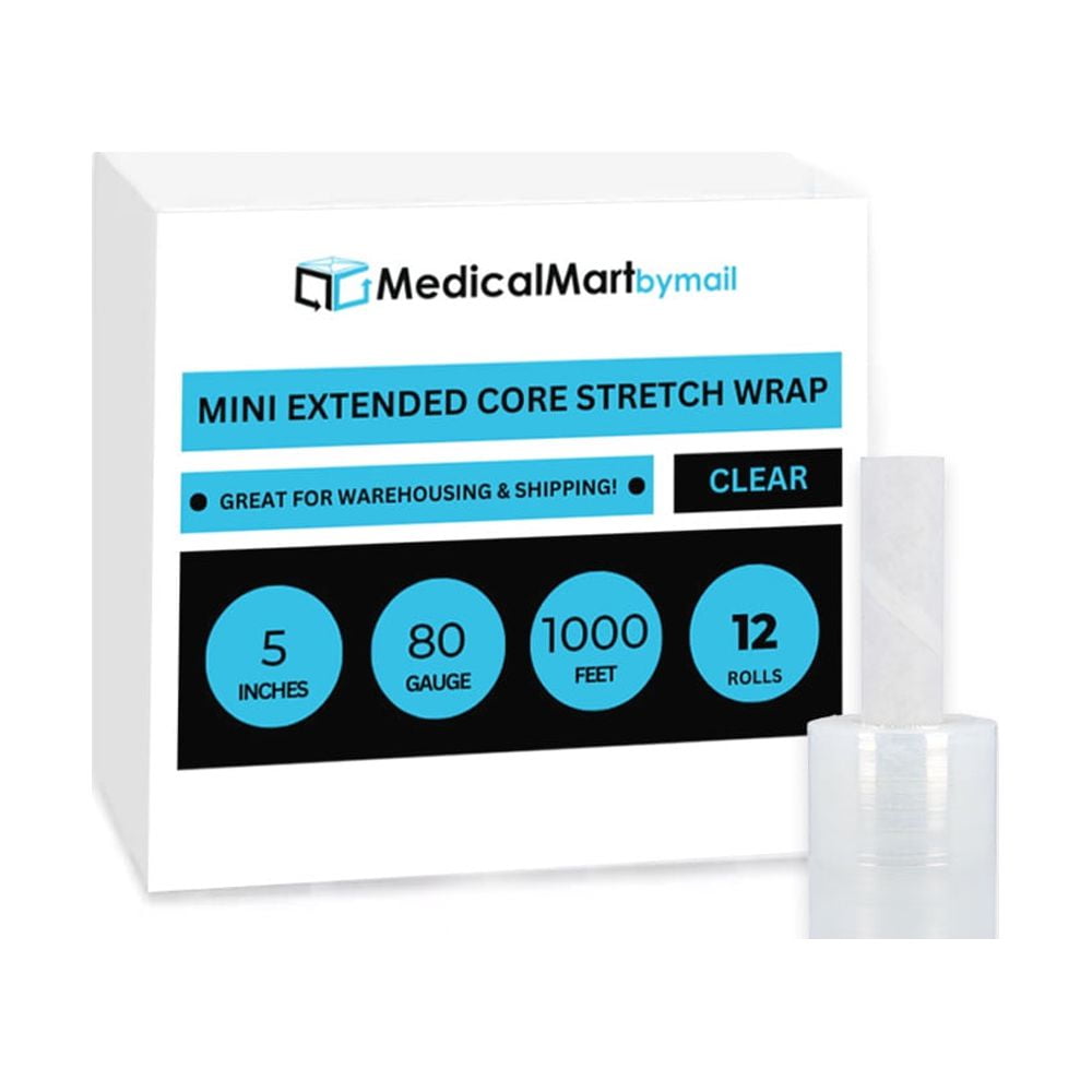 PSBM Mini Stretch Wrap 18 Pack – 3" X 1000 Ft, 80 Gauge, Clear, With Handle For Moving, Packing, & Storage