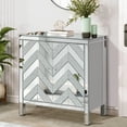 thumbnail image 6 of Silver Grey Storage Cabinet With Mirror Trim - M Shape For Living Room, Dining, Entryway, Kitchen And Glass Construction Dining Product, 6 of 6