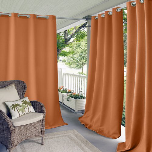 PREMIUMA Outdoor Curtains for Patio Waterproof Thermal Insulated Grommet Top Single Panel Window Curtain Drape Coffee 50x96 