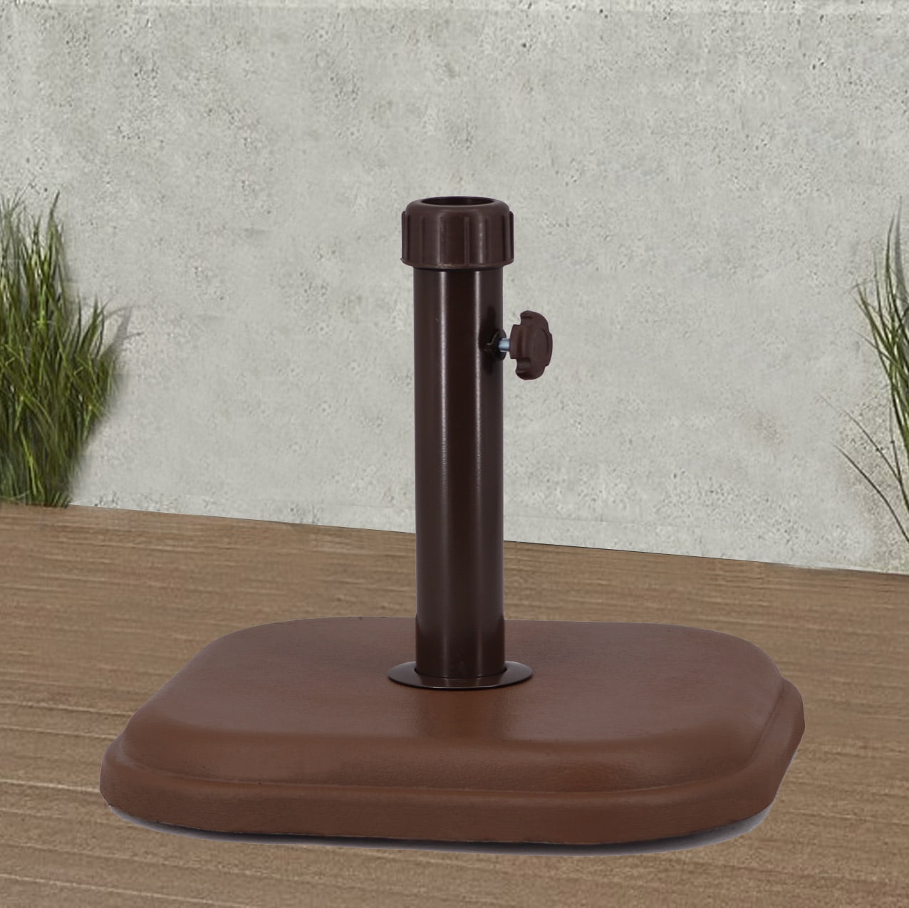 Abble 24 Lbs Cast Stone Umbrella Base Brown Walmart Com Walmart Com