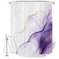 thumbnail image 2 of Marble Purple Waterproof Fabric Shower Curtain,Gold White Modern Gradient Ocean Ripple Waterproof Fabric Shower Curtain for Bathroom Curtains Bathtubs Shower Curtains with 12 Hooks Stall 54x78in, 2 of 8