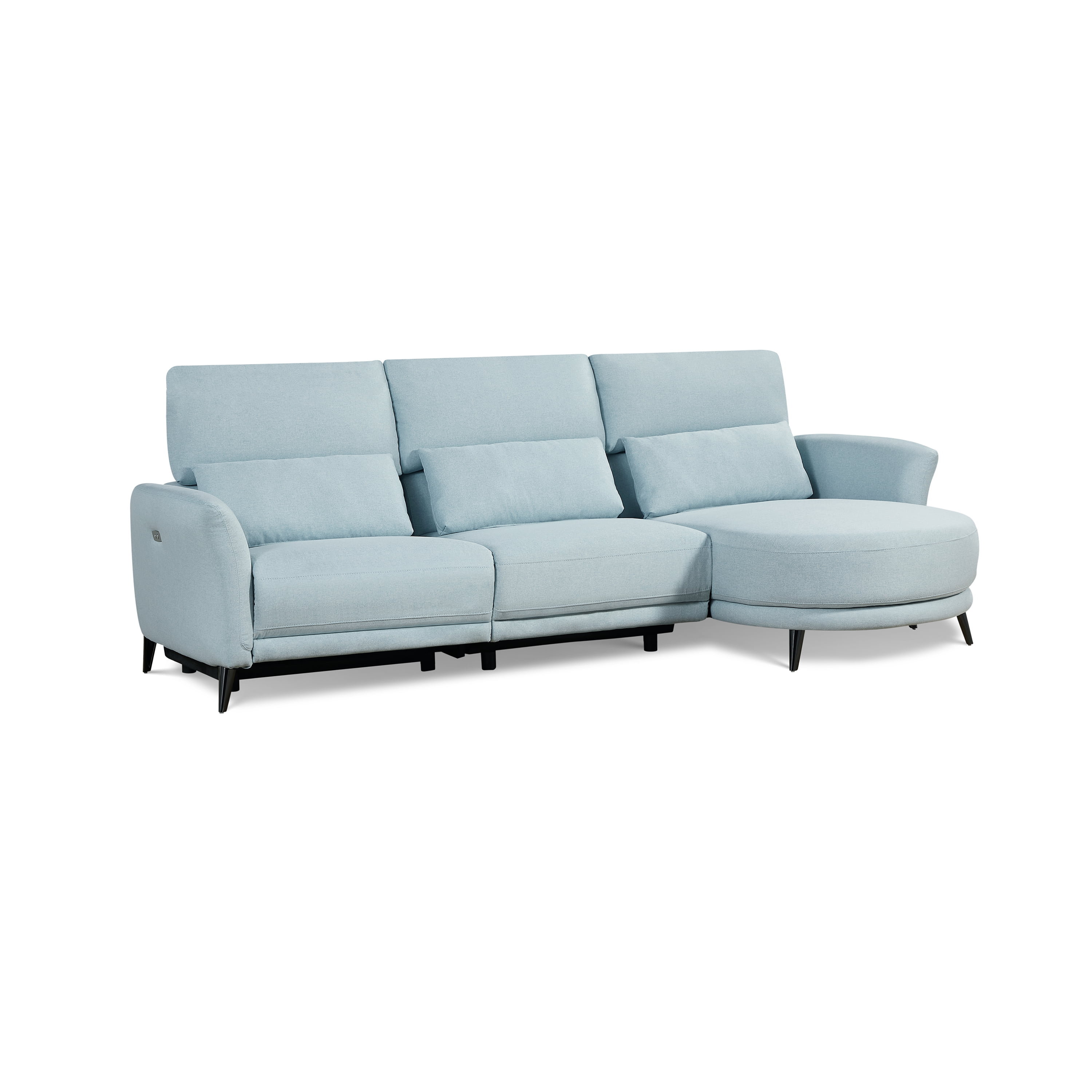 Wells Right-Arm Light Blue Chaise Lounge Sectional Sofa with Adjustable Head
