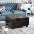 thumbnail image 2 of GDF Studio Lastoro Contemporary Tufted Storage Ottoman, Brown and Bonded Leather and Dark Brown, 2 of 9