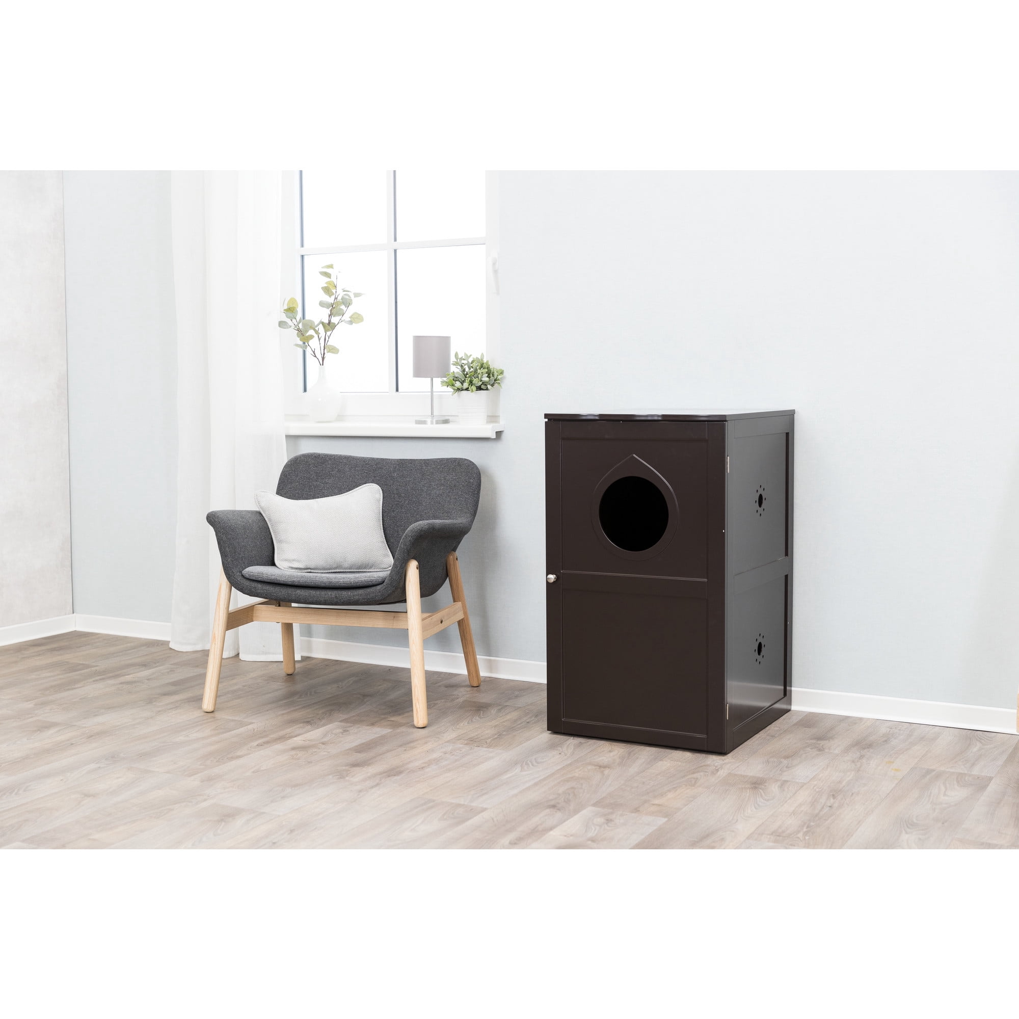TRIXIE 2-Story Cat Litter Box Enclosure Hidden Litter Indoor Cat Furniture Accent Table, Brown